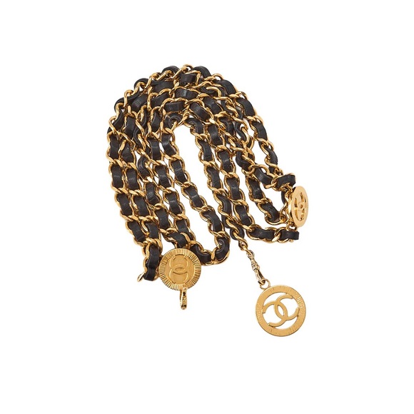 Authentic CHANEL vintage leather link charm belt 1984 main image 5